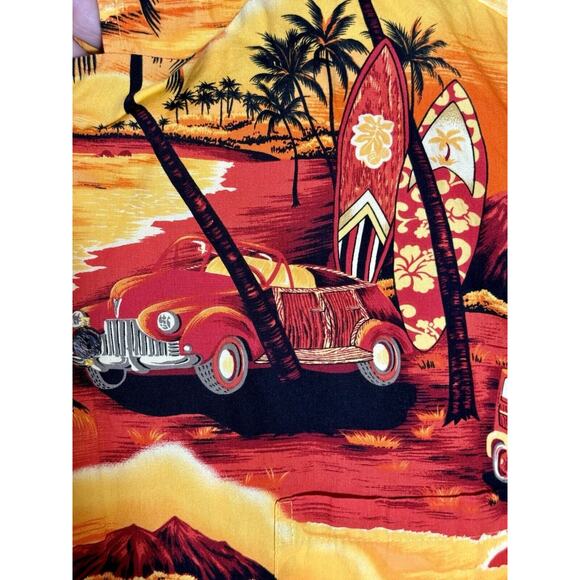 Royal Creations Hawaiian Shirt Men XL Tropical Palm Trees Cars Surf Boards - Picture 8 of 8